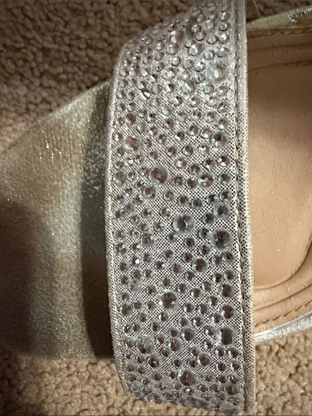 Kelly & Katie Silver Glitter Rhinestone Block Heel Sandals - Girls